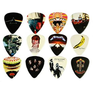 12 x Classic Albums Guitar Pick Set. Plectres de guitare pour chaque guitariste. Impression double face. Médiators pour guitare de 0,46, 0,71, 0,81, 0,88, 0,96 et 1,2 mm (Set 1) (Mighty Freedom, neuf)