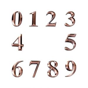 YATEICBC 10 pces Numéro de porte autocollant, plaque d'immatriculation plaquée, numéro de porte 3D, numéro de boîte aux lettres, pour plaque de boîte postale, 0 à 9 (Bronze) (YATEICBC, neuf)