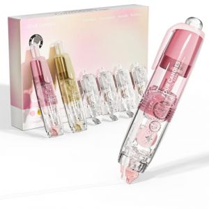 Four Candies Ruban Correcteur Blanc Réutilisable avec 4 Recharges Supplémentaires, Applicateur en Forme de Stylo esthétique Facile à Utiliser pour les Fournitures Scolaires (Abricot Rose) (Four Candies, neuf)