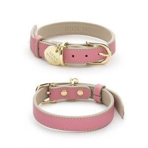 Nina Woof Rio Collier pour Chien en Cuir végan, rembourré, Boucle réglable, Texture Saffiano, Rose, Taille XS (Honest Brands Shop, neuf)