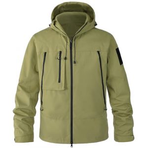 WINKEEY Veste Homme Imperm&eacute;able avec Capuche Coupe-Vent L&eacute;ger Manteau Pluie pour Randonn&eacute; Camping P&ecirc;che, Vert Citron M (WINKEEY, neuf)