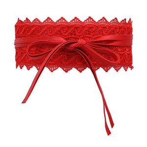 WedDecor Obi Ceinture pour femme &agrave; nouer soi-m&ecirc;me en similicuir doux et dentelle au crochet 100 mm de large avec n&oelig;ud papillon pour robe, f&ecirc;te, &eacute;v&eacute;nements, Rouge, 100mm Wide (Wedding Decor UK, neuf)