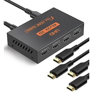 Splitter HDMI 4K Répartiteur HDMI 1 entrée 4 Sorties Soutien 3D 4K 1080P, Dupliquer/Miroir Écran Seulement pour PS3/4 X-Box Lecteur DVD Projecteurs HDTV (014) (Moebuiti & Nature, neuf)