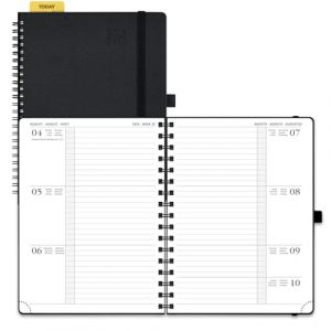 POPRUN Agenda 2025 2026 Semainier 22 x 16,5 cm D'Août 2025 à Déc 2026, Planner Disposition Horizontale Scolaire 17 Mois avec Couverture Souple Spirale, Règle et signet, Papier 80g/m², Noir (Time Works Wonders, neuf)