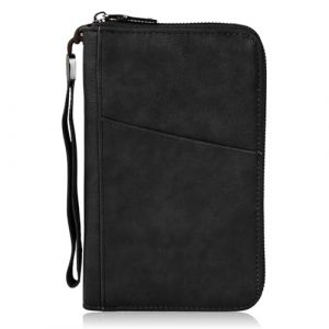 Amexo Portefeuille Porte-Passeport Portefeuille Passeport Cuir PU Portefeuille de Voyage Familial Prot&egrave;ge Passeport avec Blocage RFID Porte-Document Pochette pour Femme Homme Cartes de Cr&eacute;dit (Noir) (Amoxike, neuf)