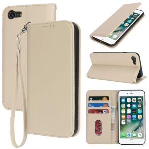 Ｈａｖａｙａ for Coque iPhone 7 avec Porte Carte Flip Coque pour iPhone 8 avec Cordon Court &Eacute;tui iPhone SE(2020/2022) Portefeuille &agrave; Rabat - Abricot (HuaJie-Tech, neuf)