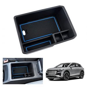 GAFAT Compatible avec Audi Q4 e-tron EV Electric 2021-2025 2026 Bo&icirc;te de Rangement Console Centrale, Q4 etron Sportback 2025 Organiseur d'Accoudoir Plateau Bo&icirc;te &agrave; Gants, Q4 etron Accessoires (Bleu) (GAFAT(EU), neuf)