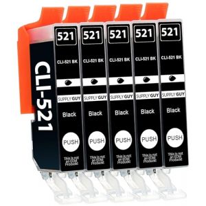 Supply Guy 5 Cartouches d'encre avec Puce Compatible avec Canon CLI-521 Noir-Photo pour Pixma IP3600 IP4600 IP4600-X IP4700 MP540 MP550 MP560 MP620 MP630 MP640 MP640-R MP980 MP990 MX860 MX870 (SupplyGuy, neuf)