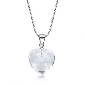 COAI Collier Argent 925 Pendentif Cœur Cristal de Roche à Facettes Femme (COAI STORE, neuf)