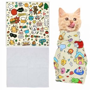 Couverture Pour La Coupe Des Griffes Du Chat,Serviette &agrave; Langer Autocollante Pour Chaton,Tapis De Contr&ocirc;le Anti-morsure Pour Chat,Pour M&eacute;dicaments,Coupe Des Ongles (Graffiti, 70cm) (SHENGZE, neuf)