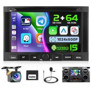 Ohradio 2G+64G Autoradio Android 15 pour Peugeot 3008 5008 Partner Citroen Berlingo 2010-2017, Carplay Android Auto sans Fil, 2 DIN &Eacute;cran Tactile de 7" avec WiFi GPS FM/RDS BT SWC+ Cam&eacute;ra de Recul+MIC (carsecure, neuf)