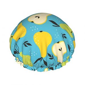 Fruit poire motif bonnets de douche bonnet de bain réutilisable bonnet de bain élastique doux imperméable pour les bonnets de cheveux de toutes les longueurs de cheveux (FireBoomBoom, neuf)