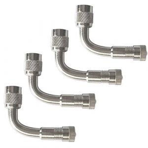 QitinDasen 4Pcs Professionnel Adaptateur d'Extension de Valve de Pneu, Extension de Tige de Valve de Pneu de 90 Degrés, Prolongateur Coude pour Valve de Pneu, pour Voiture Camion Moto Vélo (Argent) (FULARR-FR, neuf)