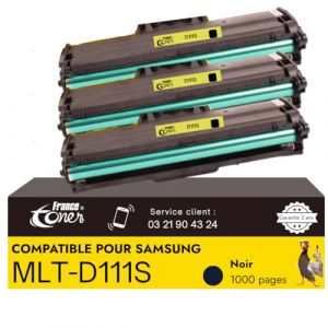 FranceToner - MLT-D111S - Laser Compatible Toner Samsung mlt-d111s, 111S - Pack de 3 D111S Noir – pour Imprimantes Samsung m2020, m2022, m2022W, m2070, m2070F, m2070FW, m2070W (FranceToner, neuf)