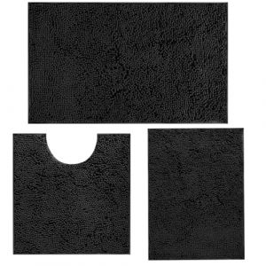 COMPOLICY Ensemble de tapis de bain 3 pi&egrave;ces - Ensemble de tapis de bain doux avec surface antid&eacute;rapante, tapis de bain en chenille absorbants pour salle de bain, toilettes et douche - Lavable en (longhuadianzi, neuf)