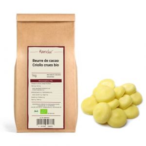 1kg de beurre de cacao BIO press&eacute; &agrave; froid &agrave; partir de f&egrave;ves de cacao Criollo &ndash; de qualit&eacute; alimentaire, sans aucun additif - aliment cru - emballages &eacute;cologiques (KONTORHAUS G&Ouml;RICKE UG, neuf)