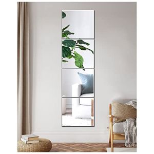 JMITHA 2mm Miroir Mural Verre Miroir Adhésif Miroir Muraux Autocollant HD Grand Miroir Mural Miroir Decoration Murale pour Salle de Bain, Salon, Miroir Maquillage (Jmitha, neuf)