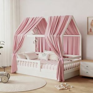 GFCC Ciel de Lit Cabane Ensemble de D&eacute;coration avec 2 Pi&egrave;ces Rideaux Lit Cabane Enfant Baldaquin Ciel en Tissu de Maison Chambre pour Fille Gar&ccedil;on,62 x 270 cm Rose (GFCC, neuf)
