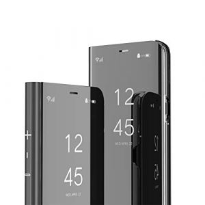 IMEIKONST Samsung Galaxy Note 8 Etui Bookstyle Miroir Makeup Smart View Stand Protecteur Housse Coque Etui à Rabat Coque pour Samsung Galaxy Note 8 Flip Mirror: Black QH (IMEIKONST, neuf)
