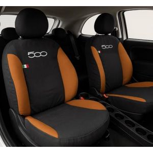 Auto Accessori Lupex Housses de si&egrave;ge Auto compatibles avec Cinquecento 500, Made in Italy, Tissu Polyester (Noir - Orange mod&egrave;le 2) (LUPEX SHOP, neuf)