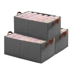 Ruucy Lot de 3 Boite Rangement Tissu, Panier Rangement Pliable, Ouvertes Bac de Rangement avec Poignée, Cube de Rangement Vetement Dressing Armoire Jouet (WELLBINGDIJSID LIMITED, neuf)