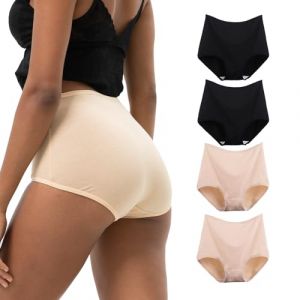 WEASIC Culotte Slip Femme Coton Taille Haute Culottes Coton pour Femme Culottes, Shorties et Strings Invisible lot Culotte Grande Taille sans Couture Microfibre Haute (4 Pack- Multicolore 2, XL) (WEASIC, neuf)