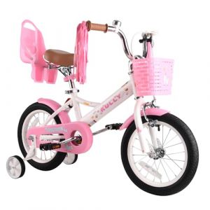RULLY Vélo Enfant 12 Pouces pour Filles de 2 à 4 Ans, avec roulettes Stabilisatrices, Frein Avant, Panier, Rubans Décoratifs – Couleur Blanc (Rully Bike, neuf)