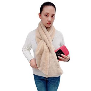 Lina & Lily &Eacute;charpe &agrave; Poche Zipp&eacute;e Cach&eacute;e en Fausse Fourrure pour Femme Hiver (Beige) (Eisen-scarf, neuf)