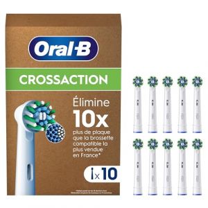 Oral-B Pro Lot De 10 Brossettes De Rechange Cross Action, AUTHENTIQUES, Blanches, Nettoyage En Profondeur, Têtes Rondes, Embouts Pour Les Brosses A Dents Electriques Oral B Pro, Carton (Numero Un0, neuf)