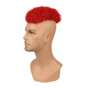 Tingyilan Afro Puff Hair Topper Short Afro Kinky Perruques bouclées Postiches synthétiques, Toupee Clip In Top Postiches Extensions de cheveux,Rouge (BeLongsYou, neuf)