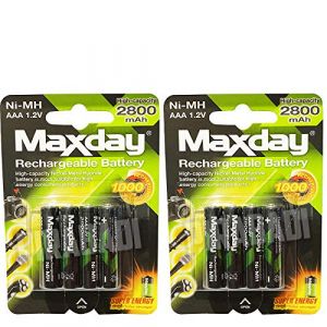 Lot DE 8 Piles ACCUS Batteries AAA LR03 1.2V NI-MH Rechargeable Mignon 2800mAh | REMPLACE Les Piles AAA 1.5V | AAA LR03 LR3 R03 R3 H03 H3 3A |Jouet TELECOMMANDE Lampe Voiture ETC. (AAA 2800mAh) (✪ UN VENDEUR FRAN&Ccedil;AIS ✪, neuf)