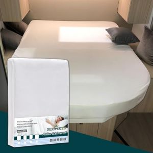 Dexitex - Prot&egrave;ge-Matelas Imperm&eacute;able pour Lit Tout Fait - Camping Car, Caravane - Oeko-Tex - 100% Coton - Blanc - (150-160cmx190-210cm) (Dexitex, neuf)