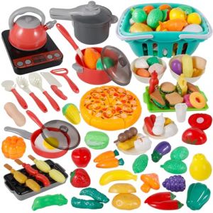 MQVXT Accessoire Cuisine Enfant,Jouet Plastique Fruit et L&eacute;gume &agrave; D&eacute;couper,108 PCS Enfant Dinette Nourriture Accessoire Ustensile Cuisine,Jeux de Cuisine pour Les Enfants de Plus de 3 Ans (HORVATHHGFHGV S.R.L., neuf)