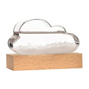 MonsterCadeaux Barom&egrave;tre de Fitzroy en Verre en Forme de Nuage avec Support en Bois, Station M&eacute;t&eacute;o &agrave; Cristaux (MonsterZeugDE, neuf)