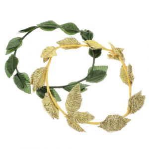 HOOTNEE 2 pi&egrave;ces Couronne de Laurier Feuillage Dor&eacute; Vert Accessoire Cheveux &Eacute;l&eacute;gant pour Mariage Demoiselles Honneur et F&ecirc;tes Bandeau Romain (Minchi Ditong, neuf)