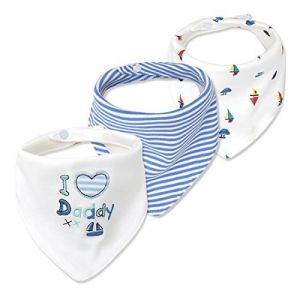 CuteOn B&eacute;b&eacute; Drool Bavoirs, Unisexe 3-Pack Absorbent Coton, Triangle Bib avec cadeau Snaps pour Gar&ccedil;ons et Filles - Assortiment (Cute On, neuf)