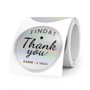 FINDAT Étiquette Thermique Holographique Ronde 50 mm Rouleau Vinyle Cercle Imprimante Argent Laser Autocollante Thermique pour Bureau Logo Design QR Expédition 200 Pièces (ZHIYUU, neuf)