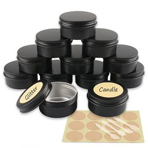 YANCAER 10 Pièces Pots en Aluminium Noir Mat de 80ml avec Couvercle - D68mm x H36mm Vide Ronde Cosmétiques Pot Conteneurs de Voyage pour Maquillage, Crème, Baume à Lèvres, Mini Bougies (CaYanear, neuf)