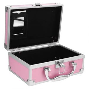 BESTYASH Étui à Cosmétiques Voyage Cas Clair Personnel Casier De Rangement Trousse De Toilette Mousse Porte-documents Verrouillable Coquille Mallette Pliable Rose Cadre En Aluminium (Feast of Yan, neuf)