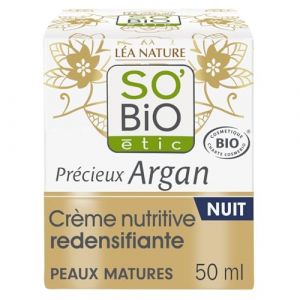 Crème Visage Nutritive Peaux Matures Nuit Précieux Argan Bio SO'BIO ETIC - Le pot de 50 mL (Marché Parisien, neuf)