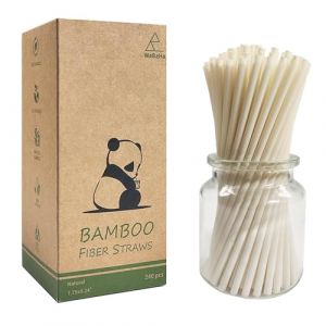 100% Biod&eacute;gradable Bambou Fibre Pailles - 19,7 &times; 0,6 cm, Pack of 240 Compostable Paille Bamboo Jetables pour Cocktail Boissons Chaudes et Froides (BOFA DAILY, neuf)