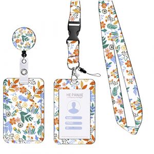 KHDULQ Collier Porte Carte, Porte Badge, Porte Badge Tour de Cou (Feuilles Et Fleurs D'automne) Pour Fournitures de Bureau Et Scolaires. (XINDONGLI, neuf)