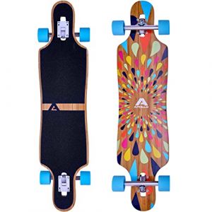 Apollo Longboard complet avec plateau en bambou et fibre de verre, planche haut de gamme avec roulement à billes ABEC 9, Flex 2 Longboards pour adolescents et adultes, cruiser professionnel (Vevendo, neuf)