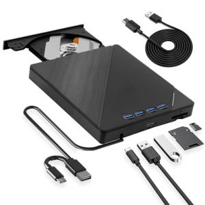 Lecteur Blu-Ray Externe - 8 en 1 Lecteur DVD/BD Graveur Blu Ray, Portable Lecteur Blu Ray Externe avec USB 3.0 Type-C, 3D CD DVD Graveur Optical Bluray Drive pour PC Windows 11 10 8 7 (fengjundianpd, neuf)
