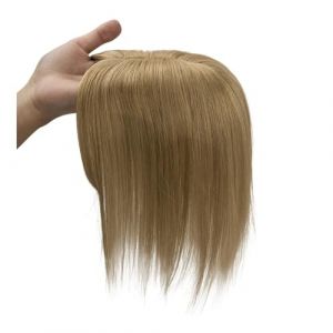 JIANBOHAIRS Postiches en cheveux naturels Remy for femmes, 7 x 11 cm, attach&eacute;s &agrave; la main avec base en dentelle suisse, 10 pouces for Thinning Hair(Blonde) (YUHANHAIR, neuf)