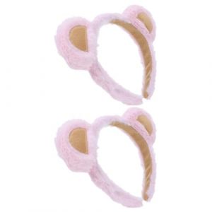 CLISPEED Lot de 2 Serrage-T&ecirc;tes Oreilles d'Ours en Peluche Rose Accessoire Spa Doux pour Soins du Visage Bandeau Cosplay Kawaii Lolita Serrage-T&ecirc;te pour F&ecirc;te D&eacute;guisement Animalier (Yeahzl, neuf)