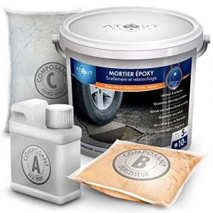 Le véritable Mortier époxy, rebouchage et réparation, kit de 5 kg tri-composants. Multi-Usages, pour sols intérieur extérieur (Solta Groupe, neuf)
