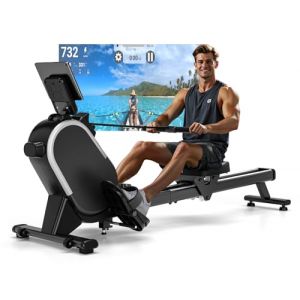 Rameur, CHAOKE Rameur Musculation D'appartement, Rameur Magnétique Silencieux, Rowing Machine Connecter APP avec Écran LCD,16 Niveaux de Résistance, Rails Doubles Améliorés, Capacité Maximale 160KG (ZanQiUKshop, neuf)