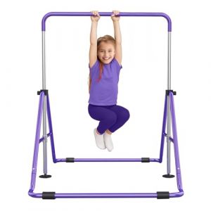 Original Cup Gym Bar Barre Gymnastique Enfant Violette | Barre Fixe Pliable en Acier Robuste avec Pieds Antidérapants | Parallele, Danse, Rythmique | Hauteur Réglable 90-130 cm | Aerobik (Original-Corner, neuf)