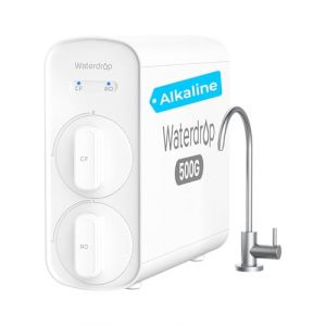 Waterdrop G5P500A Filtre à Eau Par Osmose Inverse Alcalin Minéral pH+, Certifié NSF/ANSI 372, Système D'osmose Inverse en 8 Etapes, Filtration D'eau Par Osmose Inverse 500G, 2:1 Pur à Drainer, Réduit (Waterdrop direct, neuf)